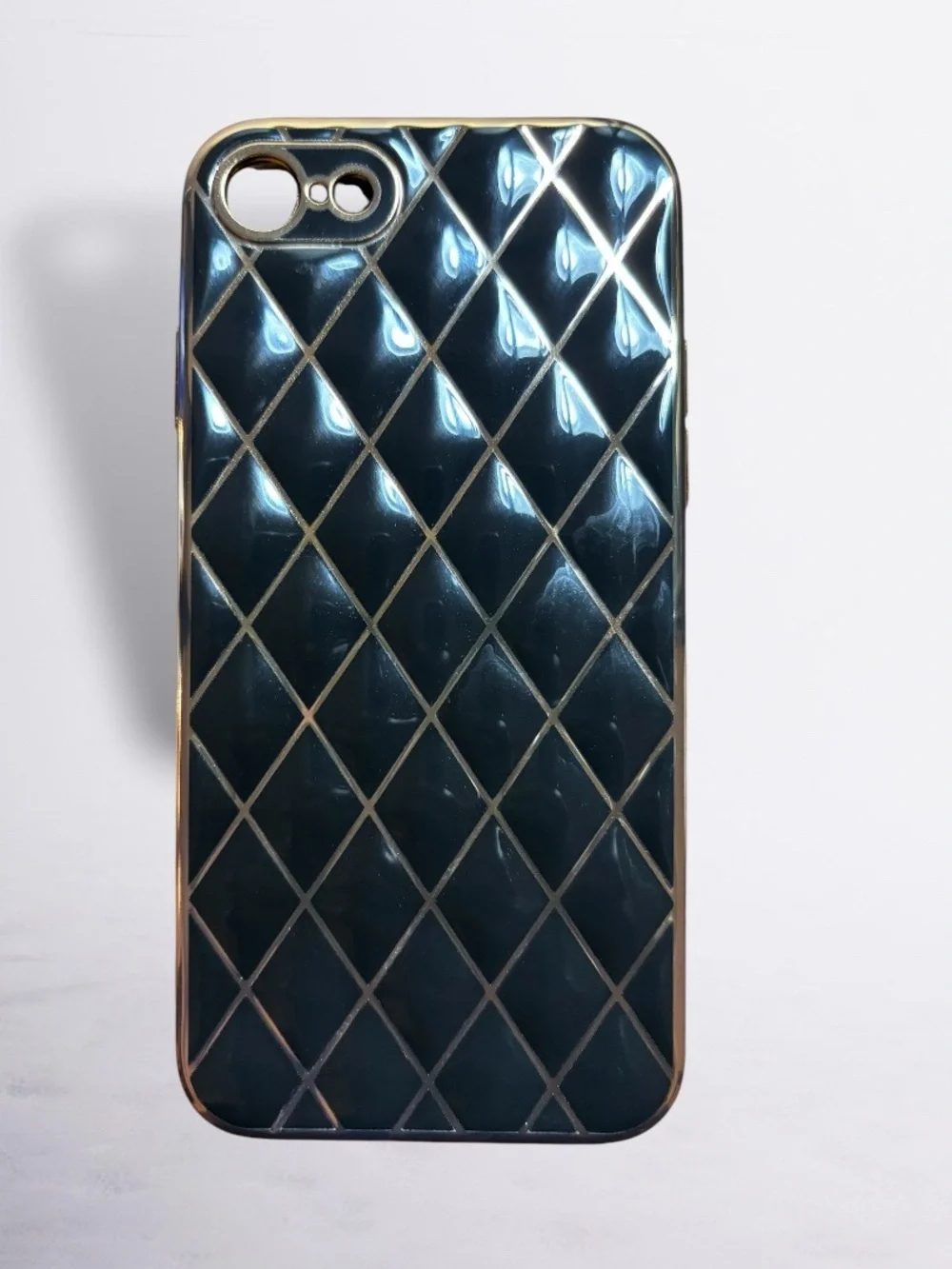 Stylish Quilted Black Phone Case with Gold Trim for 7/8/iphone Se✅✅✅🔥